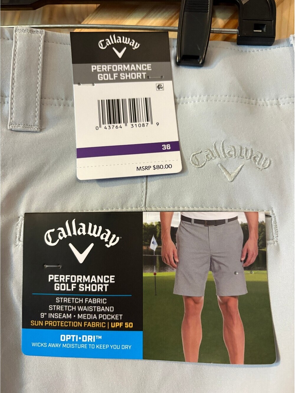 Callaway Performance Golf Shorts Size 36 Light Grayish Tan - Picture 4 of 10